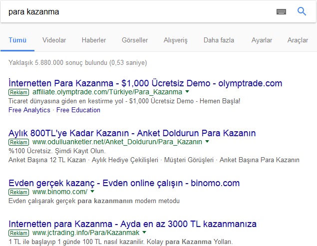 para kazanma google